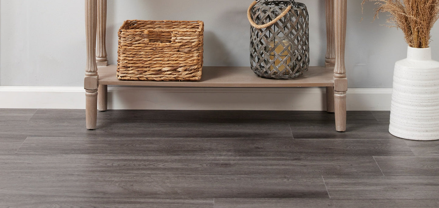 Lucida USA GlueCore Slate Gray 7-3/32-in W x 48-in L x 3-mm Waterproof Luxury Vinyl Plank Flooring, 22-mil Wear Layer (40-sq ft Carton)