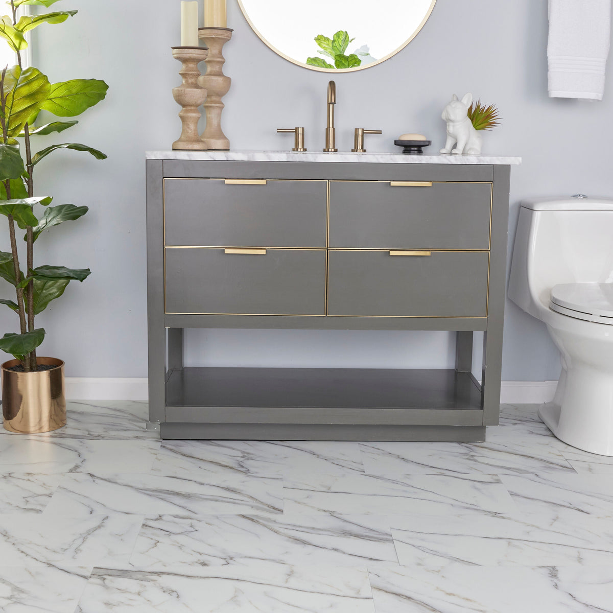 Lucida USA Gluecore Whitstone White 22-mil x 12-in W x 24-in L Waterproof Glue Down Luxury Vinyl Plank Flooring (36-sq ft/ Carton)