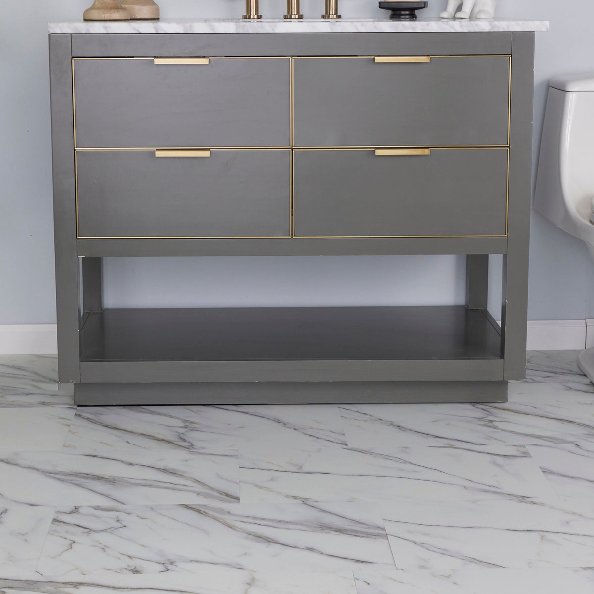 Lucida USA Gluecore Whitstone White 22-mil x 12-in W x 24-in L Waterproof Glue Down Luxury Vinyl Plank Flooring (36-sq ft/ Carton)