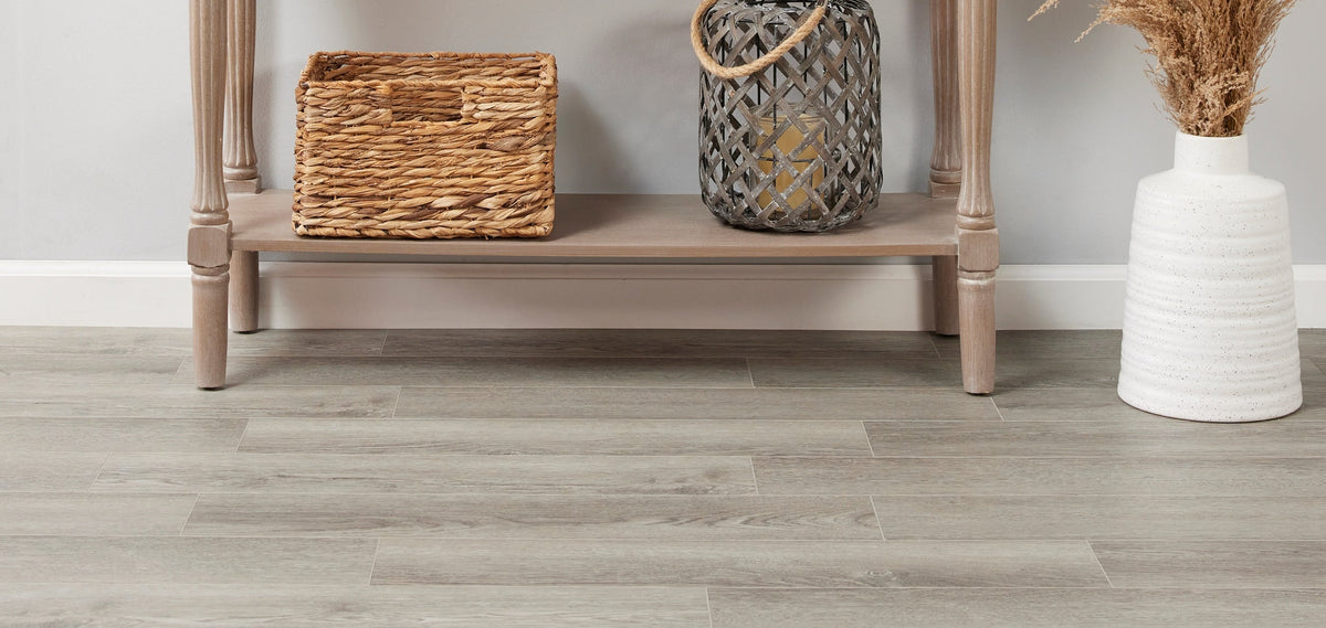 Lucida USA Decocore Soft Gray 22-mil x 5-4/5-in W x 25-in L Waterproof Interlocking Luxury Vinyl Plank Flooring (14.5-sq ft/ Carton)