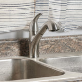 Project Source Stainless Steel PVD 1-Handle Deck-Mount Pull-Out Kitchen Faucet with Deck Plate