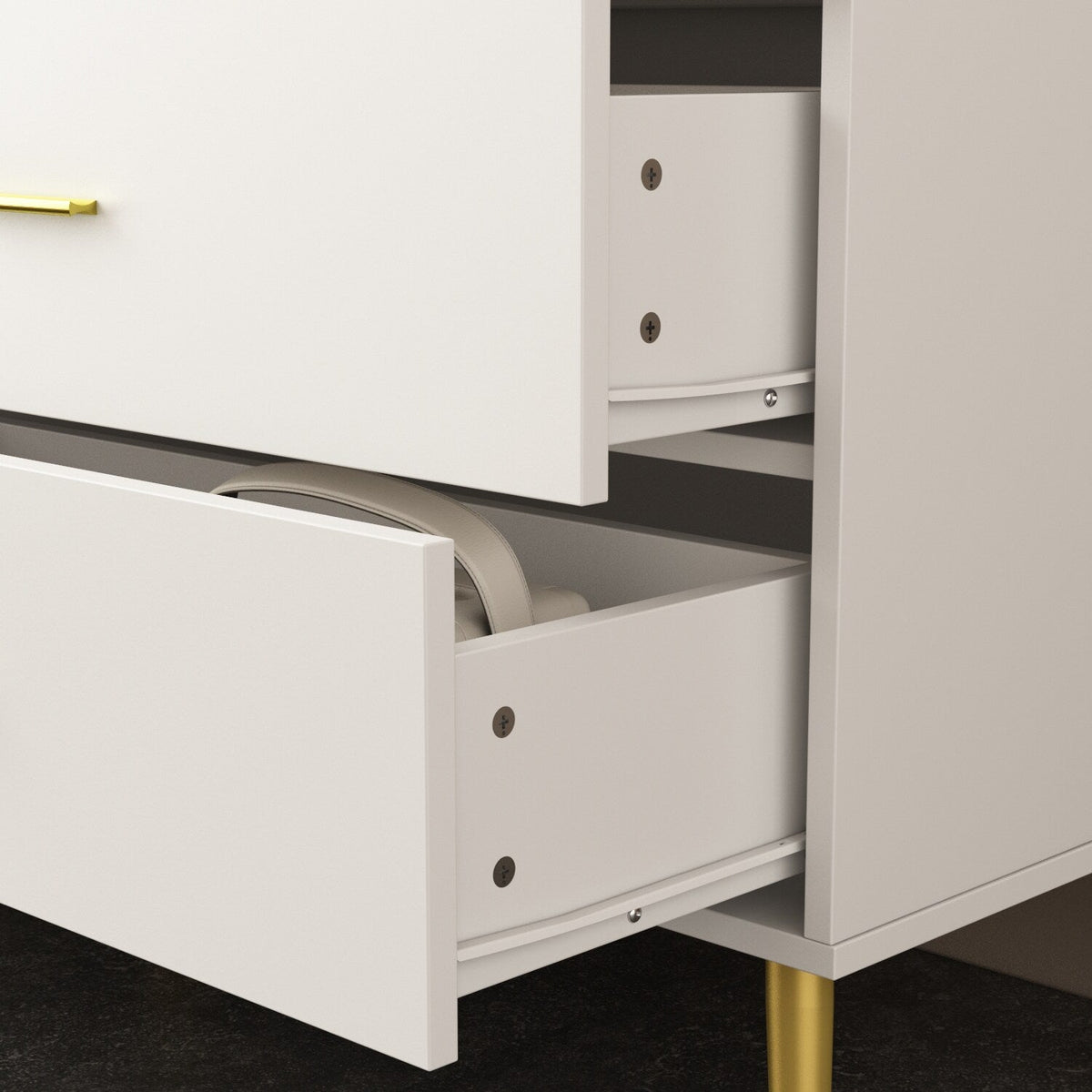 FUFU&GAGA Contemporary/Modern White Sideboard with 7 Drawers - Ample Storage Space - Durable Construction - Multi-Purpose Cabinet
