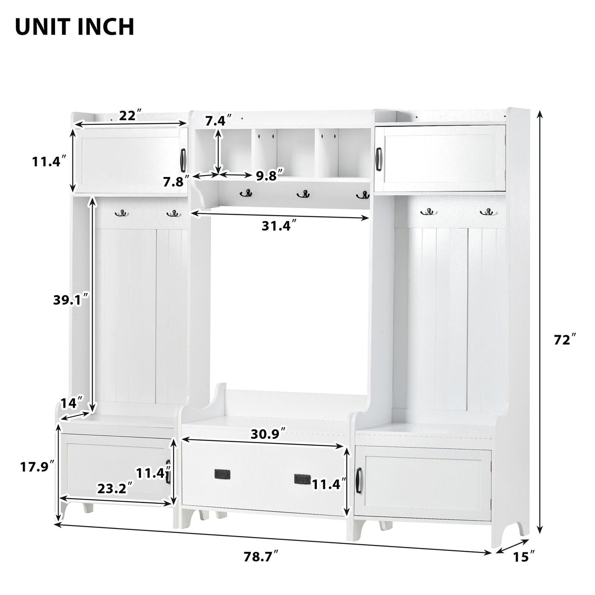 Yiekholo Modern 78.7-in White Composite Hall Tree