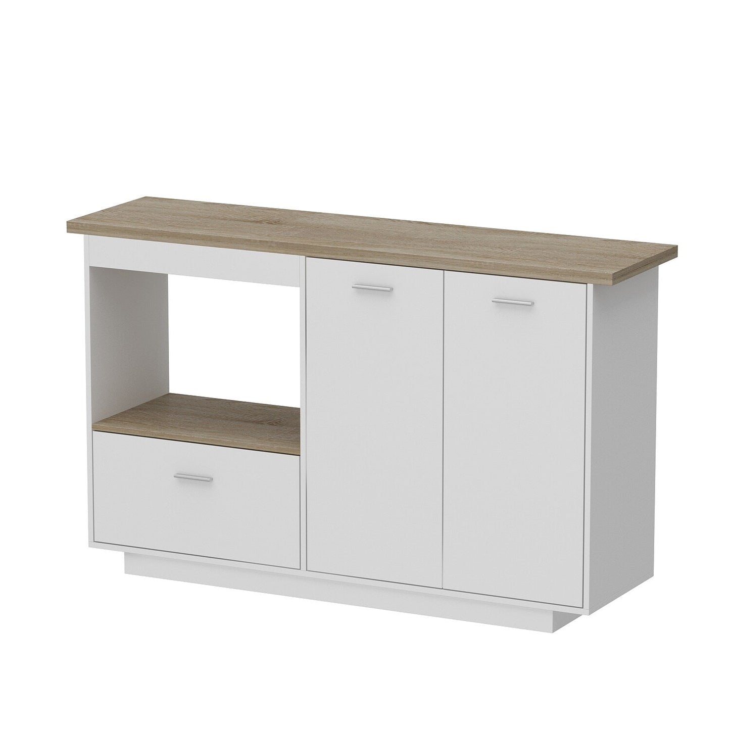 FUFU&GAGA White Mdf Base with Mdf Top Kitchen Cart (31.5-in x 59.1-in x 35.8-in)