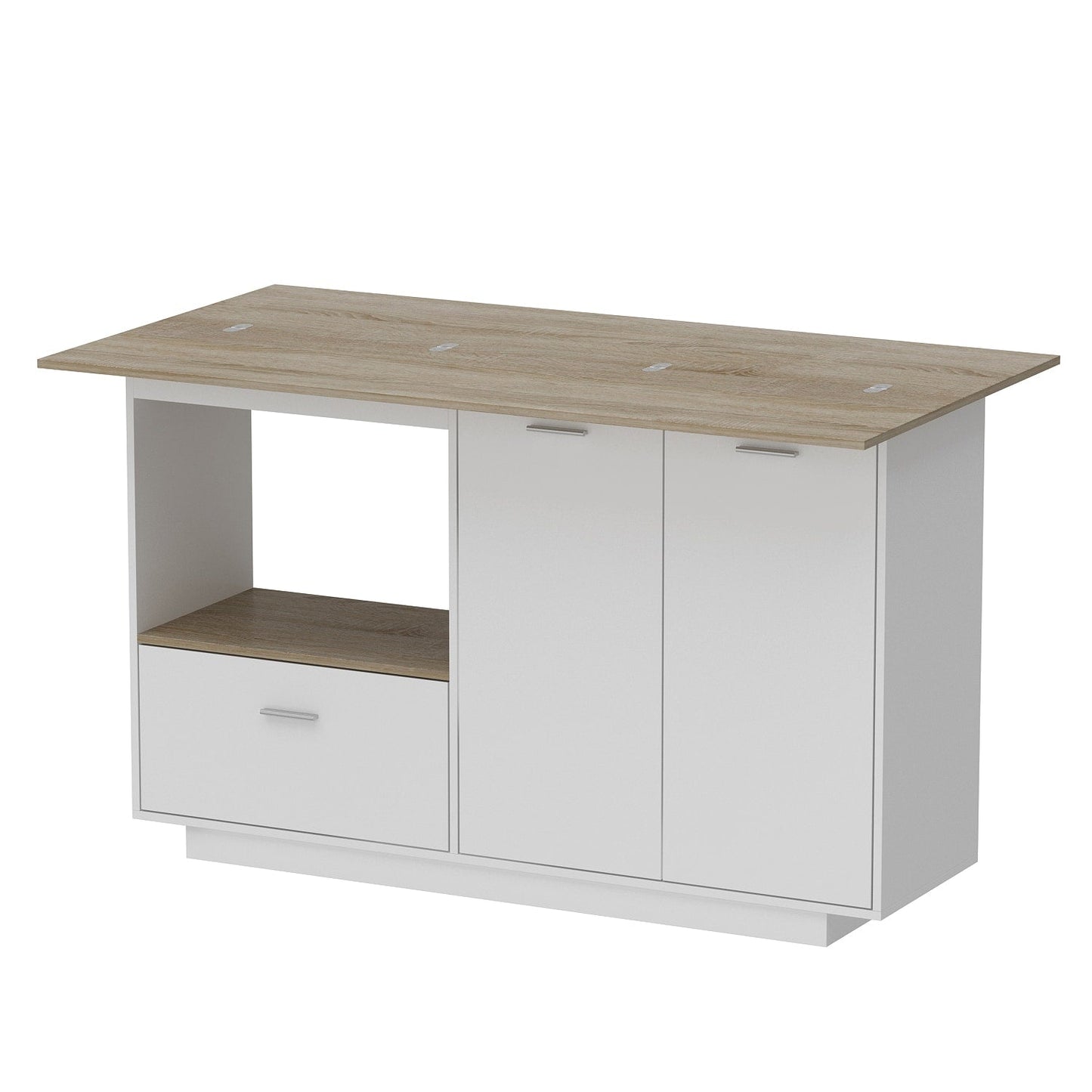 FUFU&GAGA White Mdf Base with Mdf Top Kitchen Cart (31.5-in x 59.1-in x 35.8-in)