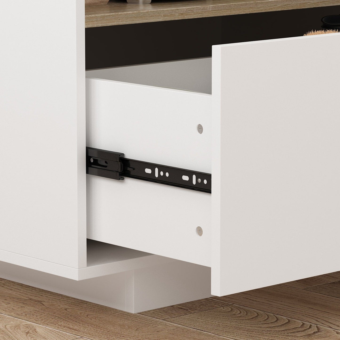 FUFU&GAGA White Mdf Base with Mdf Top Kitchen Cart (31.5-in x 59.1-in x 35.8-in)