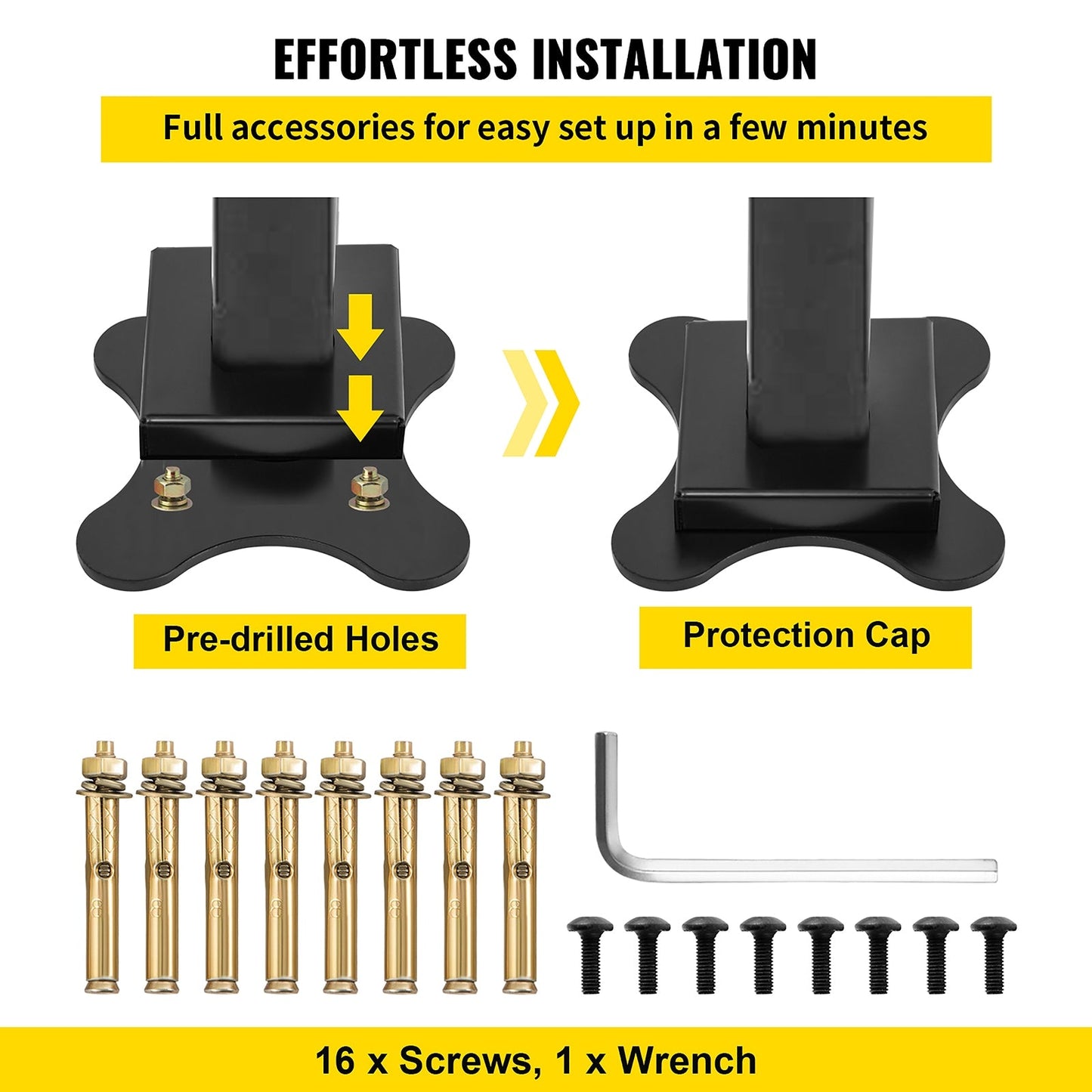VEVOR 4-5 Steps Aluminum Handrail 4.98-ft x 35.2-in Aluminum Deck Handrail Kit
