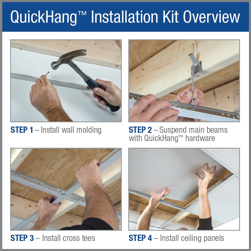 Armstrong Ceilings QuickHang 2-ft x 4-ft White Ceiling Grid Kit, 64-sq ft Coverage