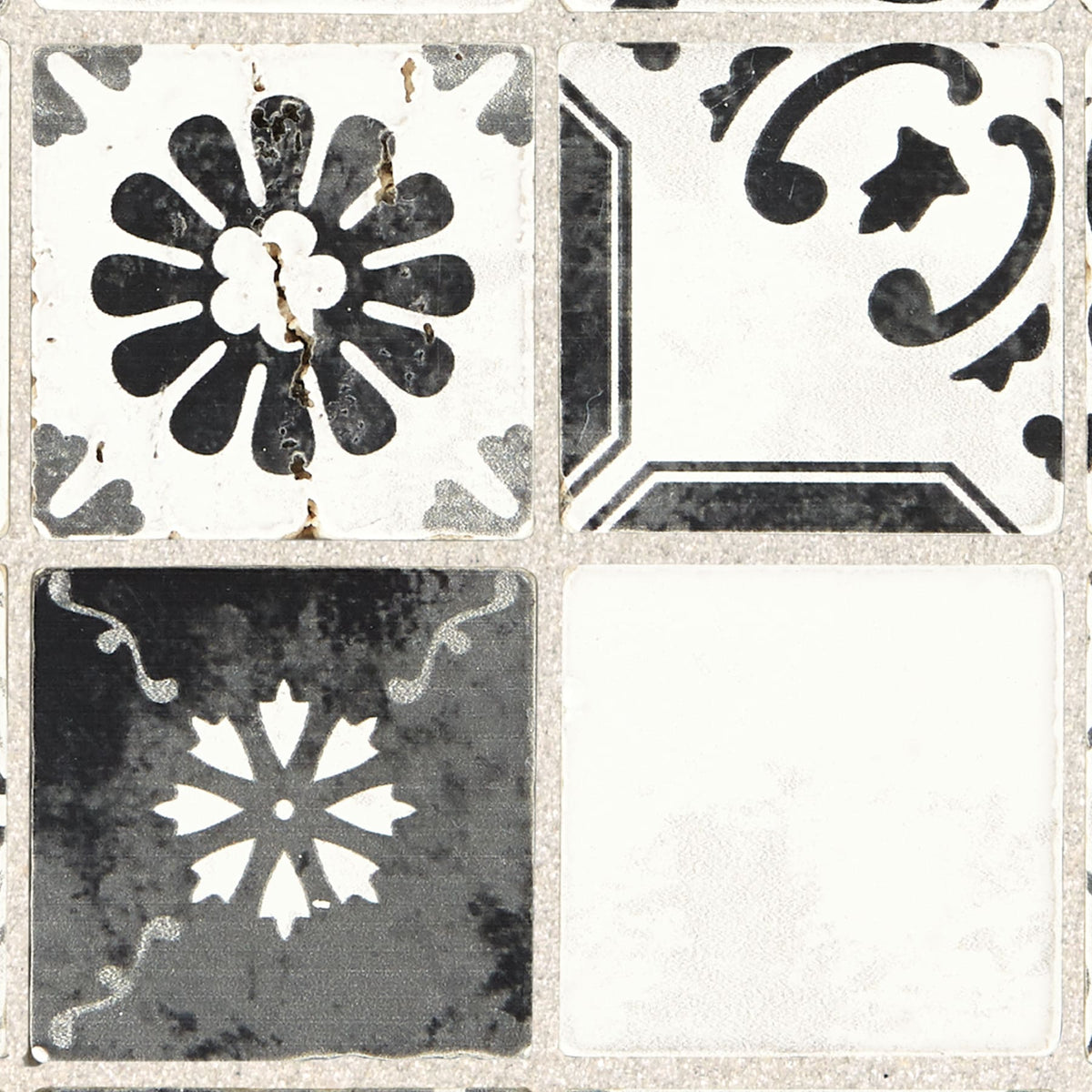 American Olean Genuine Stone Moroccan Black and White 12-in x 12-in Glazed Natural Travertine Mosaic Wall Tile (0.97-sq ft)