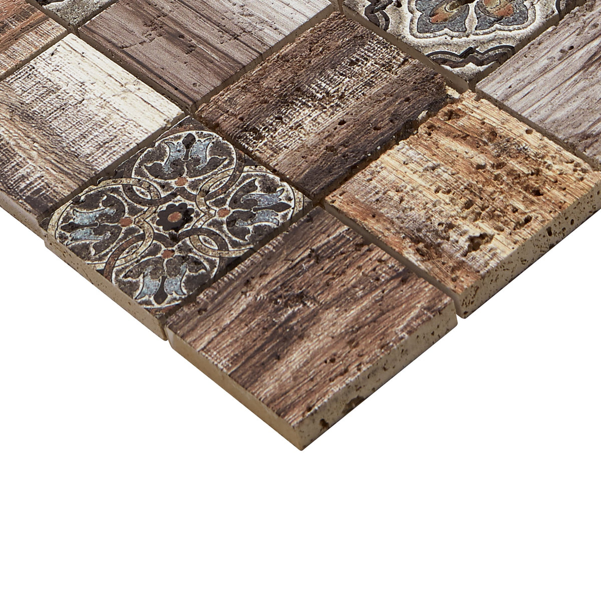 American Olean Genuine Stone Moroccan Natural Travertine Mosaic Wall Tile, 11 in x 11 in