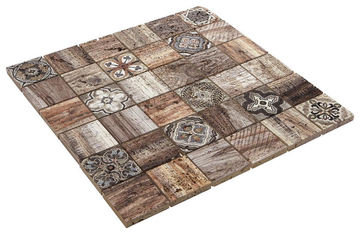 American Olean Genuine Stone Moroccan Natural Travertine Mosaic Wall Tile, 11 in x 11 in