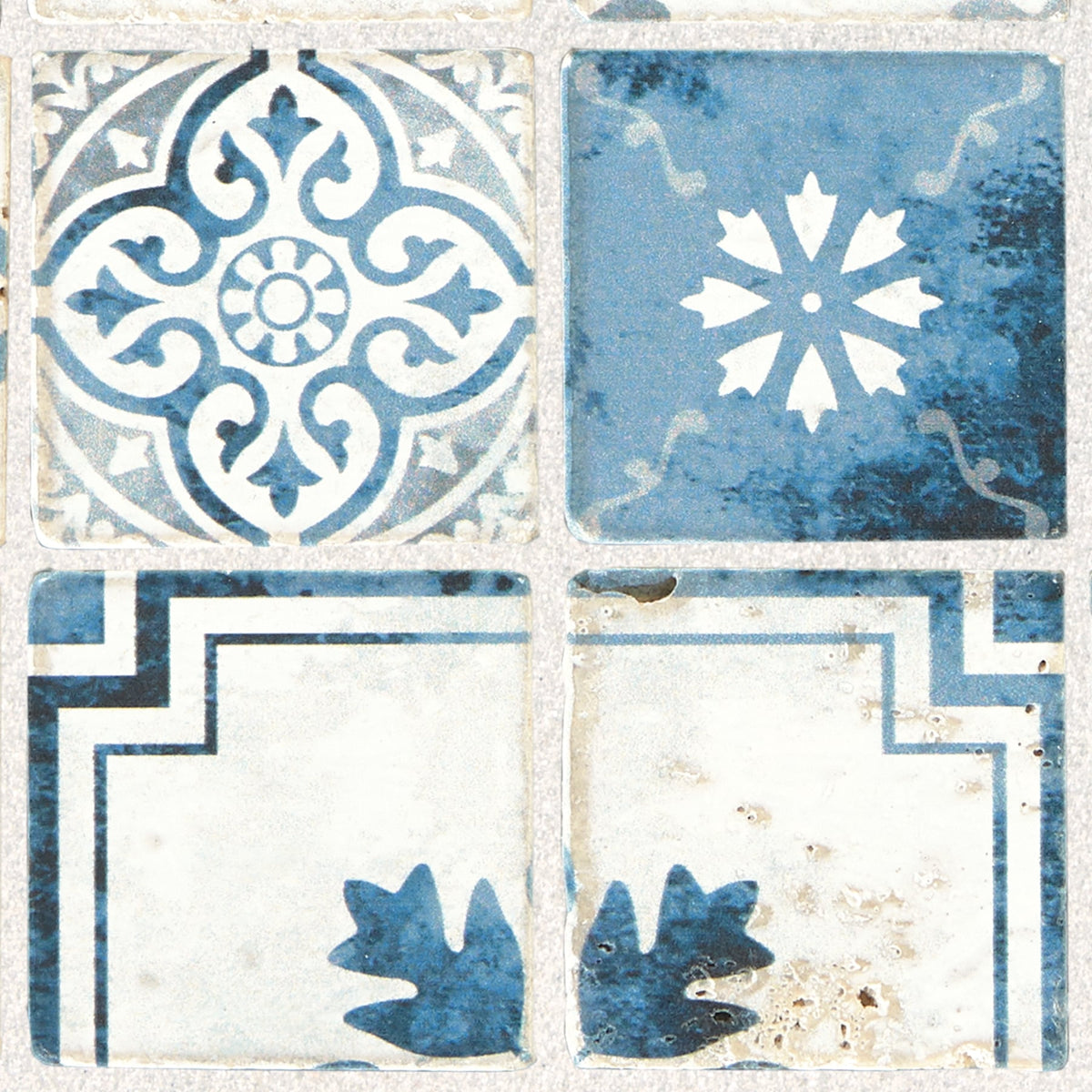 American Olean Genuine Stone Moroccan Blue 12-in x 12-in Glazed Travertine Mosaic Wall Tile, 0.97-sq ft Sheet