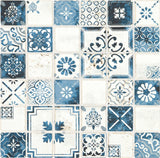 American Olean Genuine Stone Moroccan Blue 12-in x 12-in Glazed Travertine Mosaic Wall Tile, 0.97-sq ft Sheet