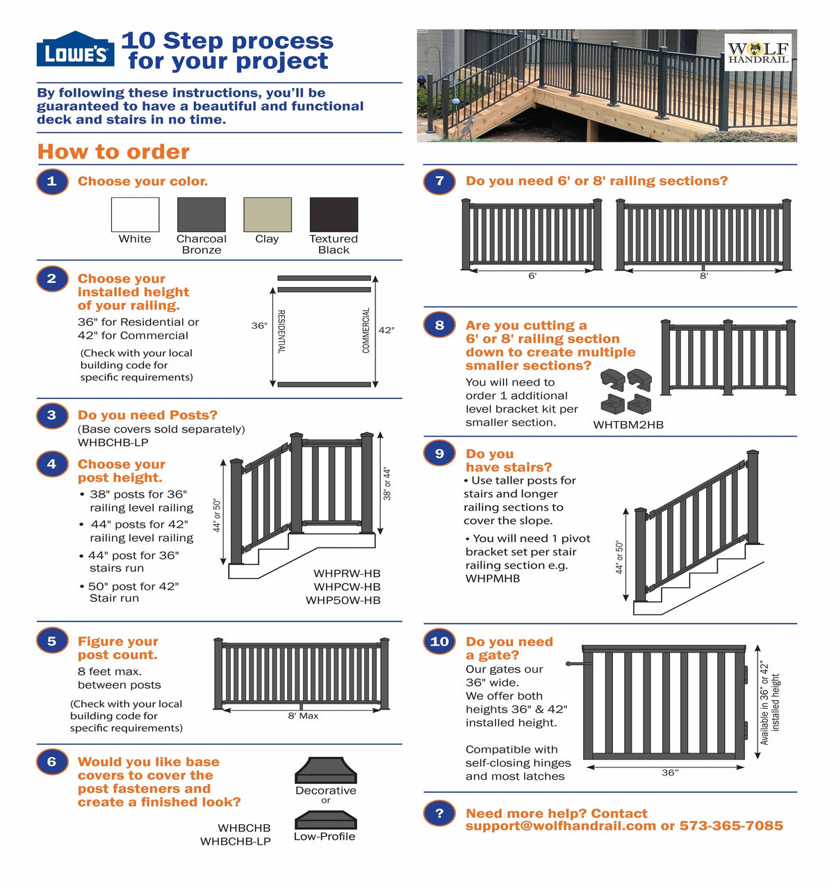 Wolf Handrail 6-ft x 42-in White Aluminum Deck Rail Kit
