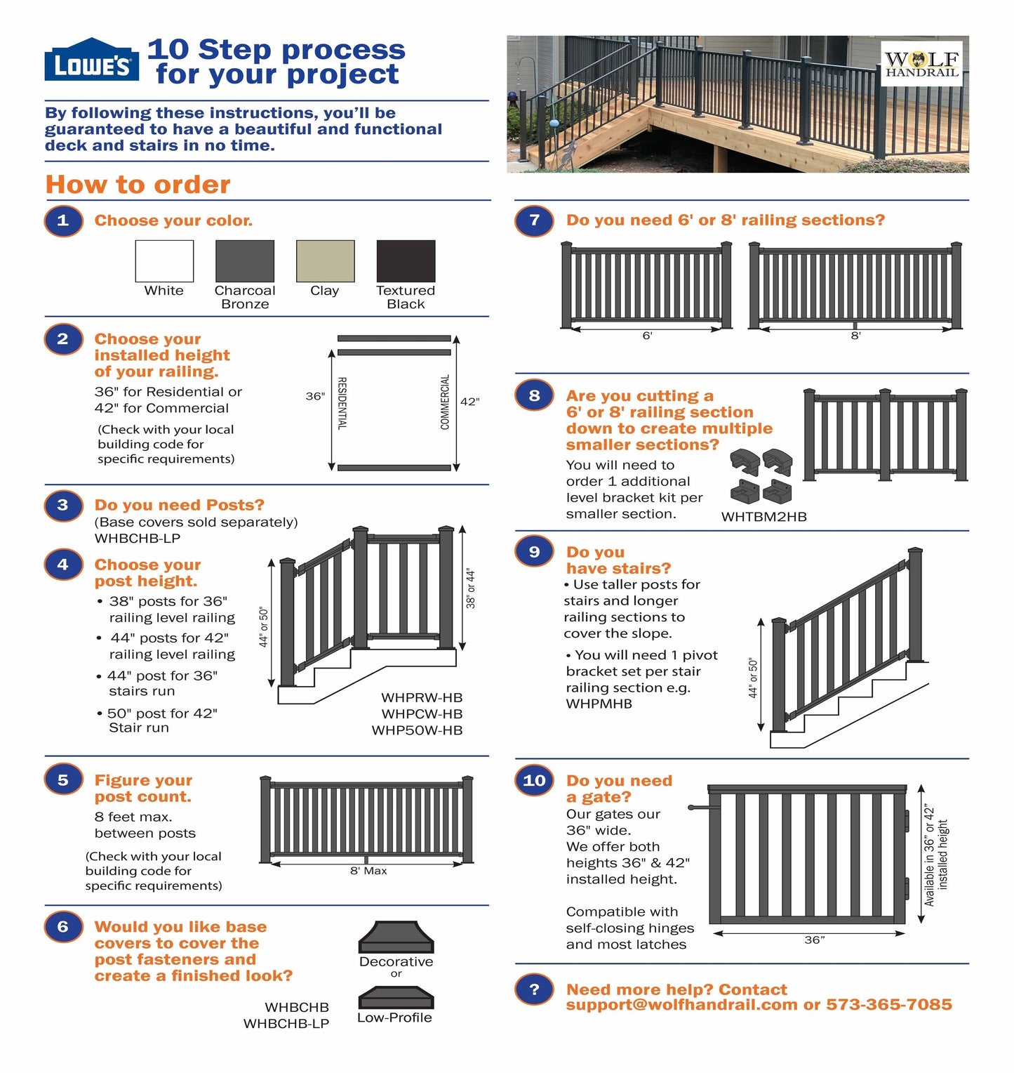 Wolf Handrail 8-ft x 36-in Deep Bronze Aluminum Deck Rail Kit