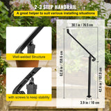 VEVOR 2-3 Steps Handrail 2.5-ft x 42.4-in Wrought Iron Pressure Treated Steel Deck Handrail Kit