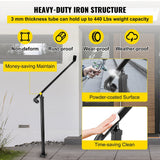 VEVOR 2-3 Steps Handrail 2.5-ft x 42.4-in Wrought Iron Pressure Treated Steel Deck Handrail Kit