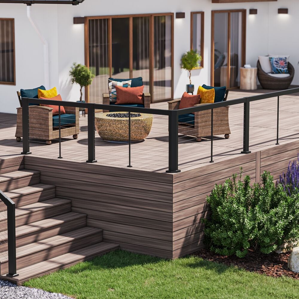 Barrette Outdoor Living Elevation 8.75-in x 5.38-in x 3-ft Matte Black Deck Corner Post