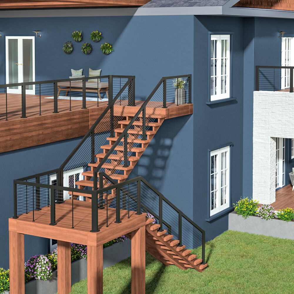 Barrette Outdoor Living Elevation 5-ft x 36-in Matte Black Aluminum Deck Stair Cable Rail Kit