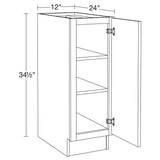 Home Decorators Collection Grayson 12 in. W x 24 in. D x 34.5 in. H Assembled Plywood Full Height Door Base Kitchen Cabinet in Pearl Gray RH