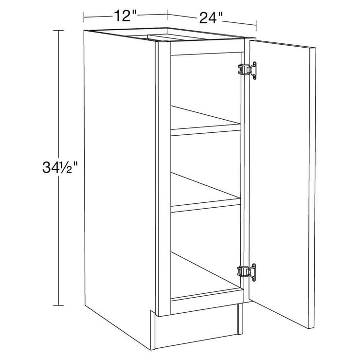 Home Decorators Collection Newport 12 in. W x 24 in. D x 34.5 in. H Assembled Plywood Full Height Door Base Kitchen Cabinet in Pacific White RH