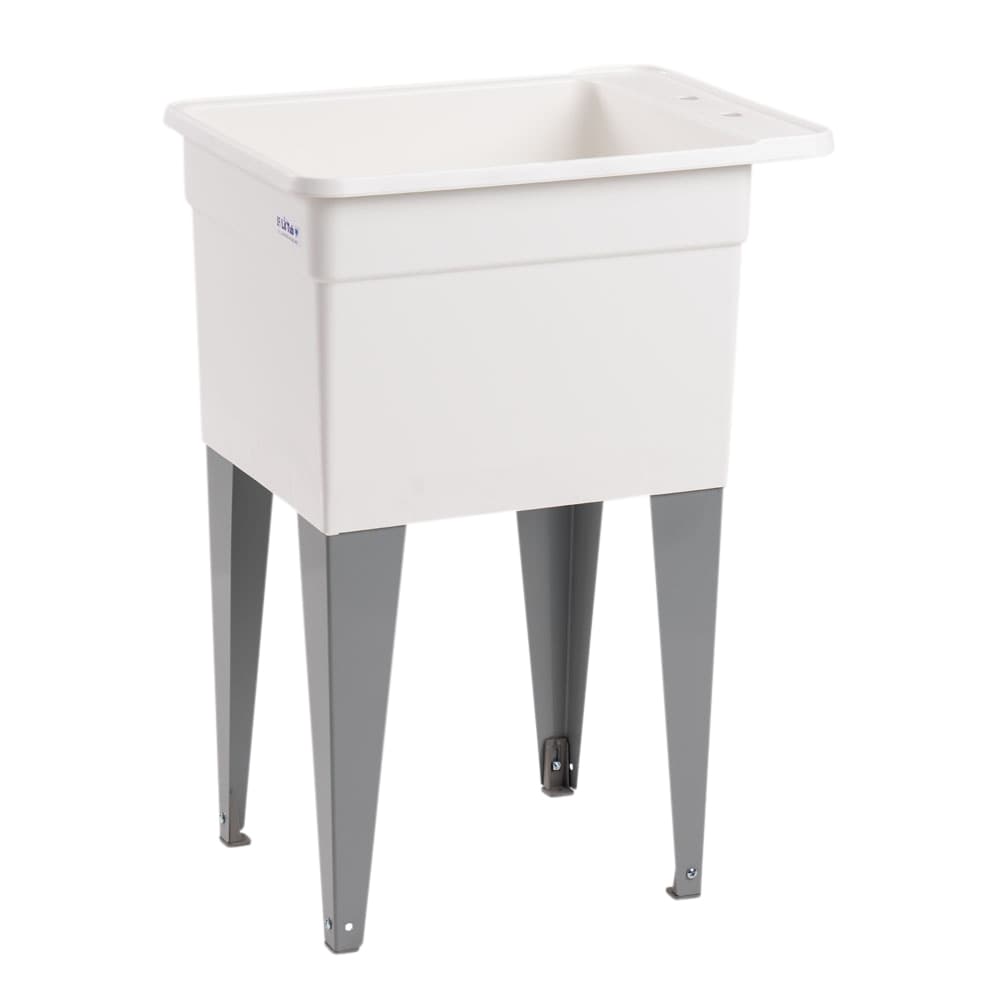 Mustee Freestanding Utility Tub with Drain, 18x24 Inch, White/Gray
