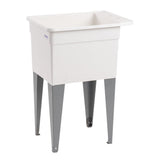 Mustee Freestanding Utility Tub with Drain, 18x24 Inch, White/Gray