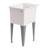 Mustee Freestanding Utility Tub with Drain, 18x24 Inch, White/Gray