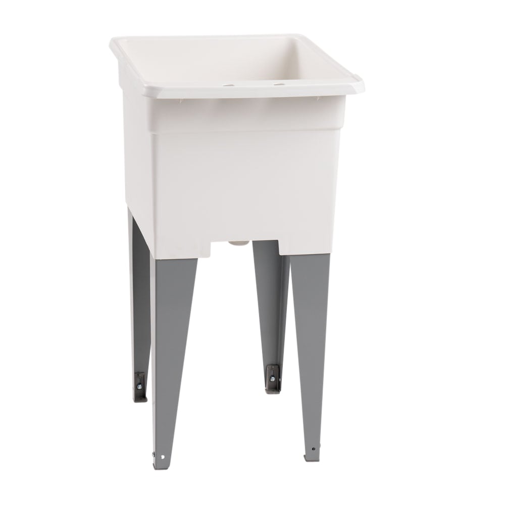 Mustee Freestanding Utility Tub with Drain, 18x24 Inch, White/Gray