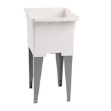 Mustee Freestanding Utility Tub with Drain, 18x24 Inch, White/Gray