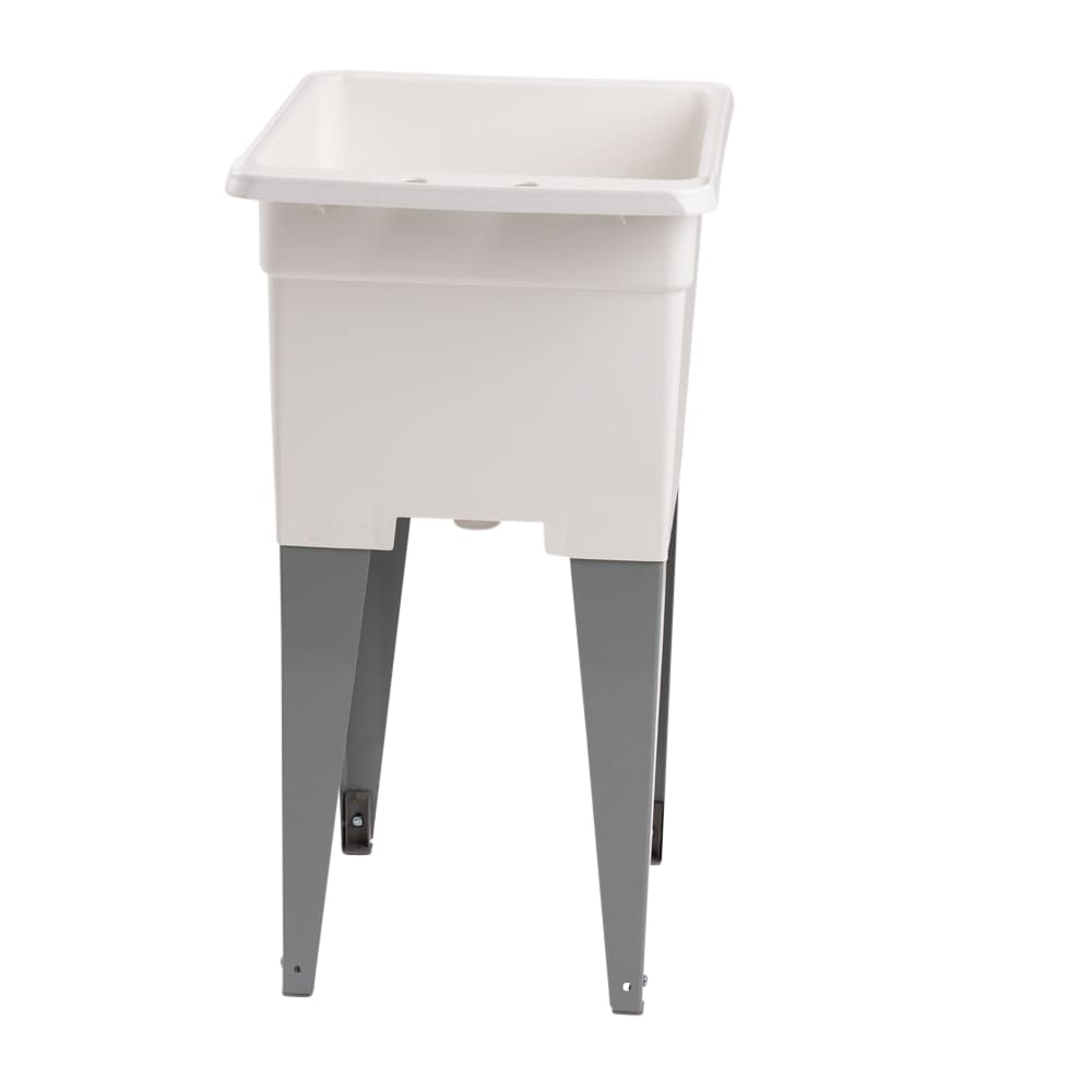 Mustee Freestanding Utility Tub with Drain, 18x24 Inch, White/Gray
