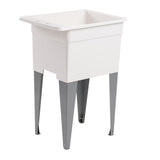 Mustee Freestanding Utility Tub with Drain, 18x24 Inch, White/Gray