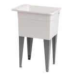 Mustee Freestanding Utility Tub with Drain, 18x24 Inch, White/Gray