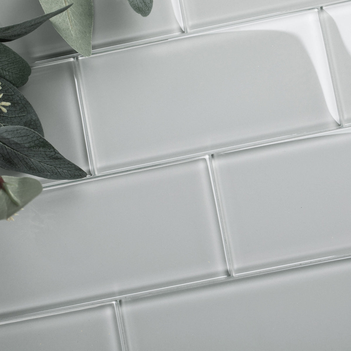 Giorbello (Sample) 3x6 Glass Subway Tiles True Gray 3-in x 6-in Glossy Glass Brick Subway Wall Tile