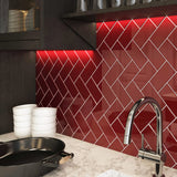 Giorbello Classic Premium Ruby Red 3-in x 6-in Glossy Glass Subway Wall Tile (5-sq. ft/ Carton)