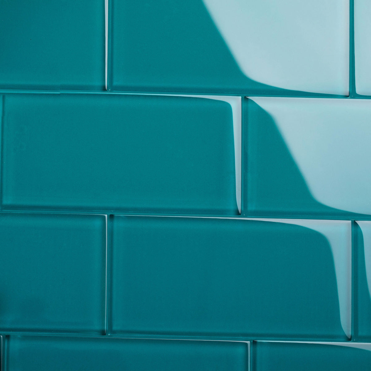 Giorbello (Sample) 3x6 Glass Subway Tiles Dark Teal 3-in x 6-in Glossy Glass Brick Subway Wall Tile