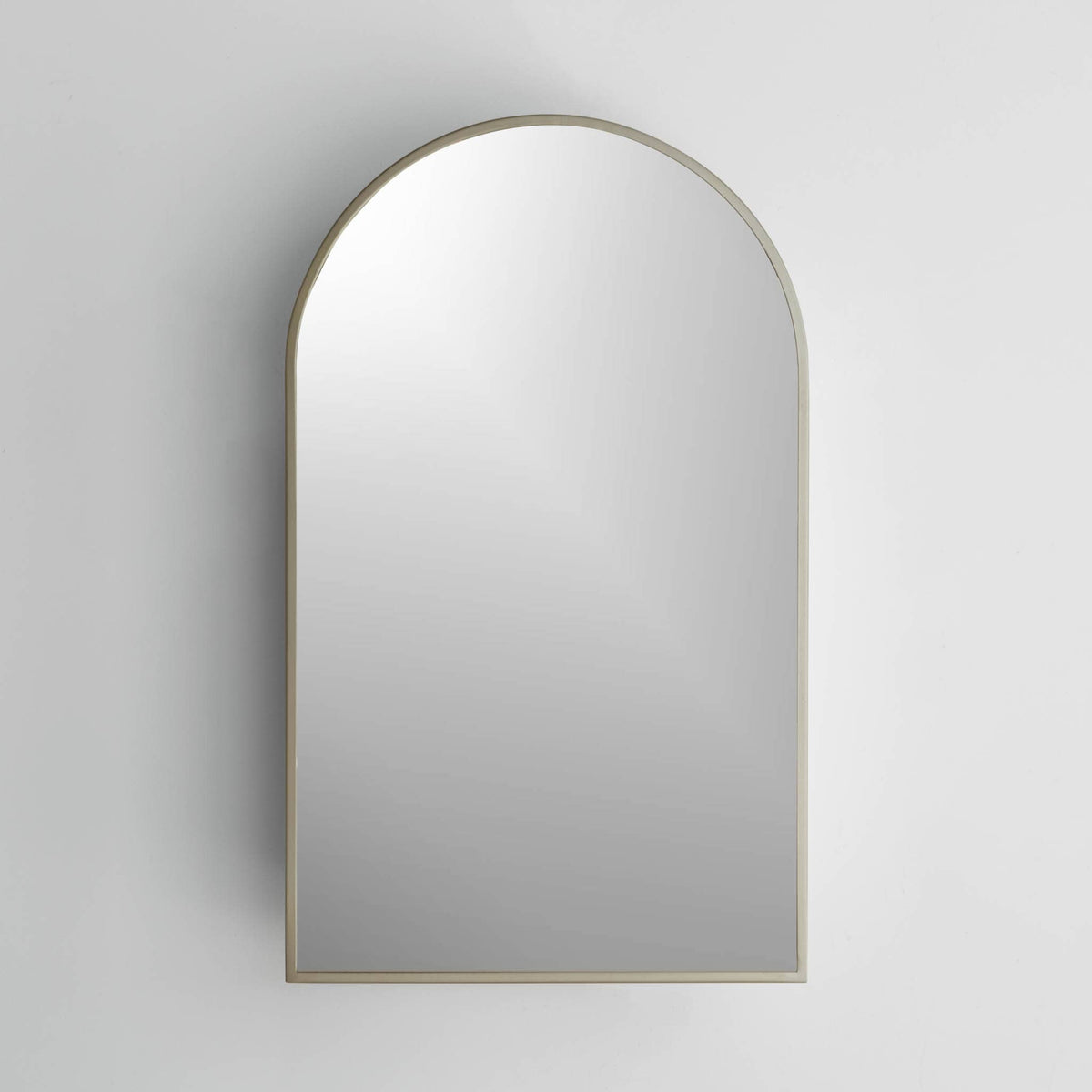18-in x 30-in Surface Mount Gold Mirrored Arched Medicine Cabinet