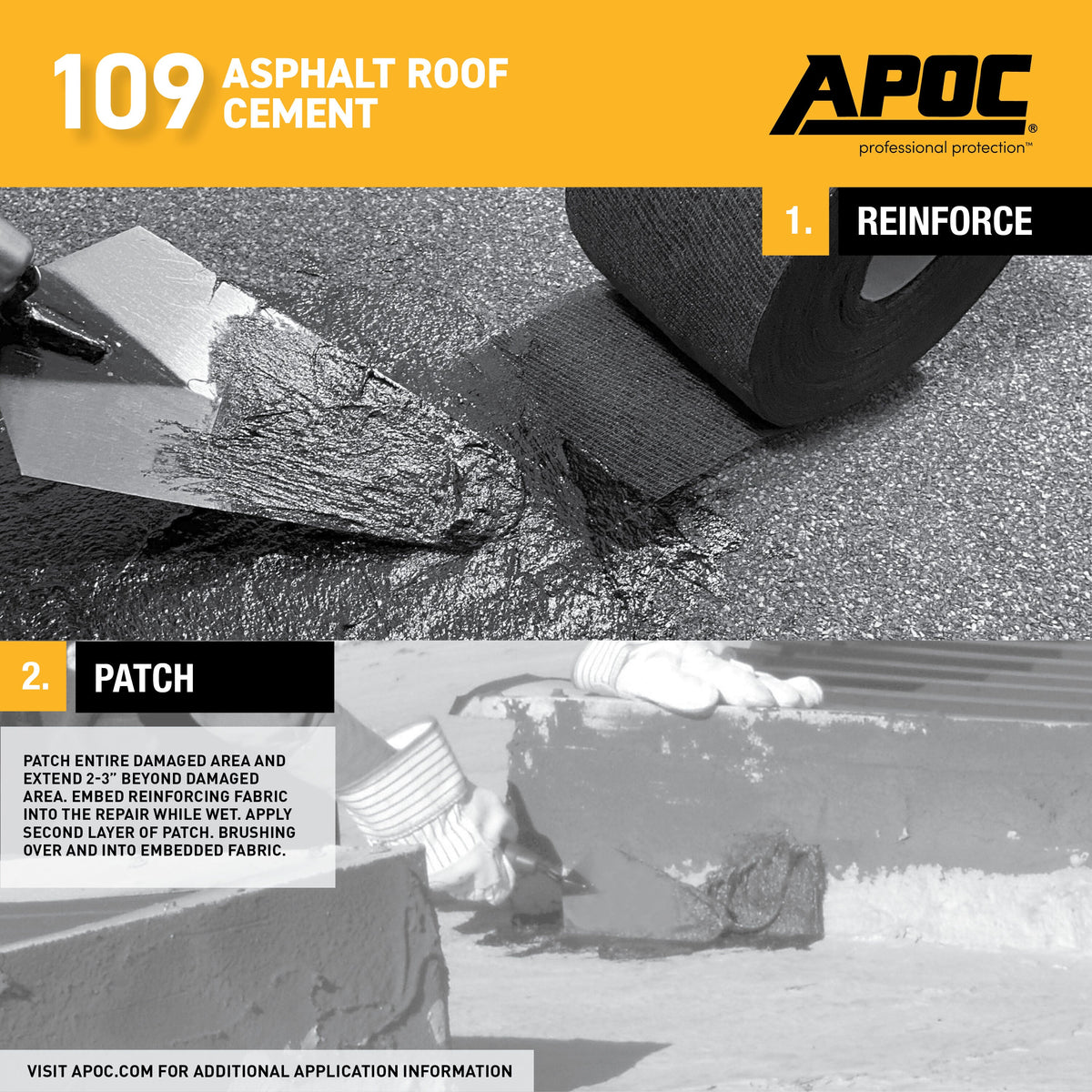APOC 109 Fibered Waterproof Asphalt Roof Cement Sealant, 10-oz Tube