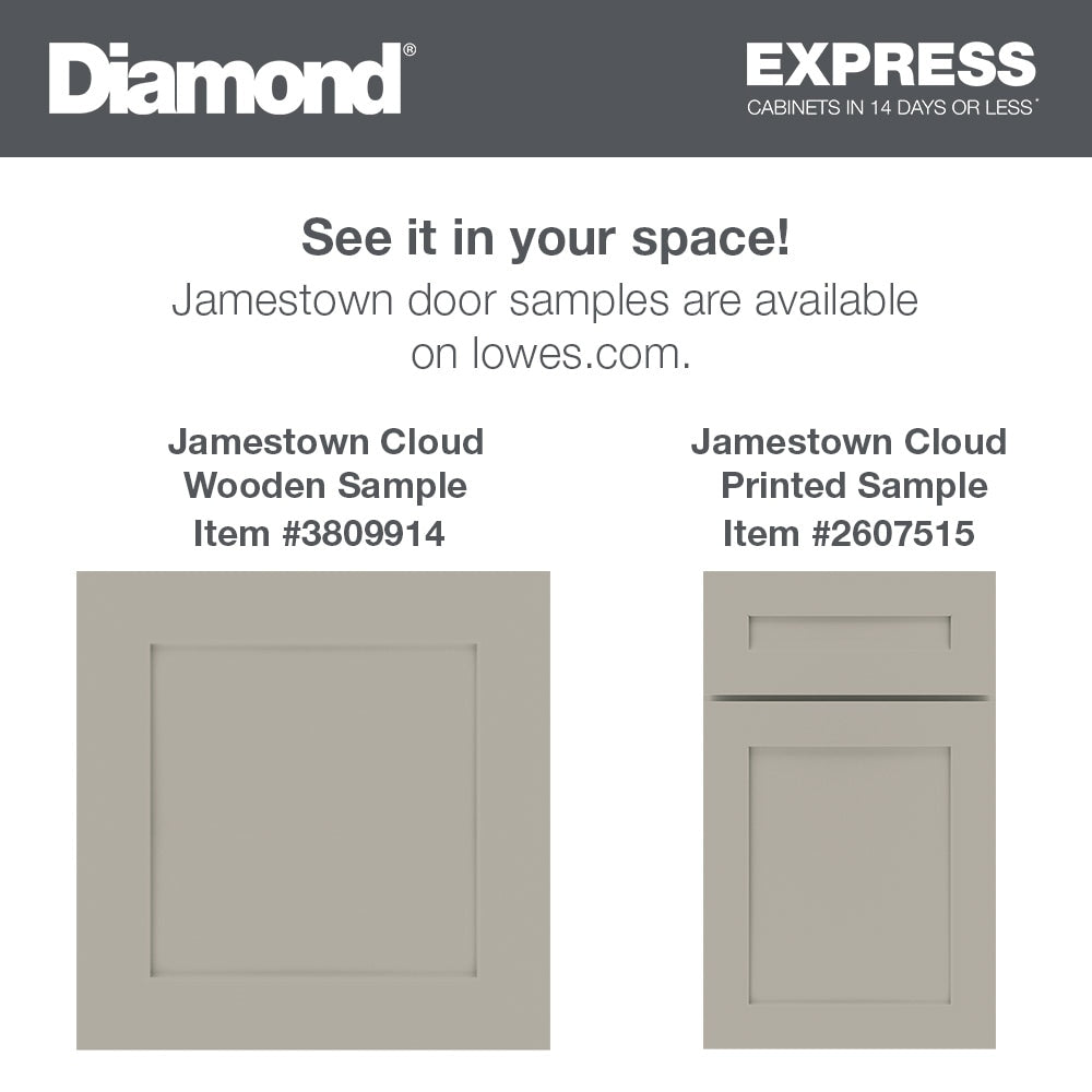Diamond Express Jamestown 24-in W x 34.5-in H x 24-in D Cloud Gray 3-Drawer Base Fully Assembled Plywood Cabinet (Recessed Panel Shaker Style)