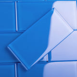 Giorbello (Sample) 3x6 Glass Subway Tiles Cobalt Blue 3-in x 6-in Glossy Glass Brick Subway Floor and Wall Tile
