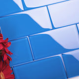 Giorbello (Sample) 3x6 Glass Subway Tiles Cobalt Blue 3-in x 6-in Glossy Glass Brick Subway Floor and Wall Tile