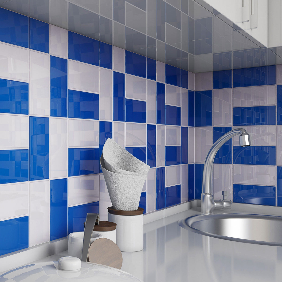Giorbello (Sample) 3x6 Glass Subway Tiles Cobalt Blue 3-in x 6-in Glossy Glass Brick Subway Floor and Wall Tile