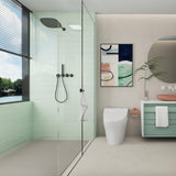 Giorbello (Sample) 4x12 glass subway tiles Winter Sage 4-in x 12-in Glossy Glass Brick Subway Wall Tile