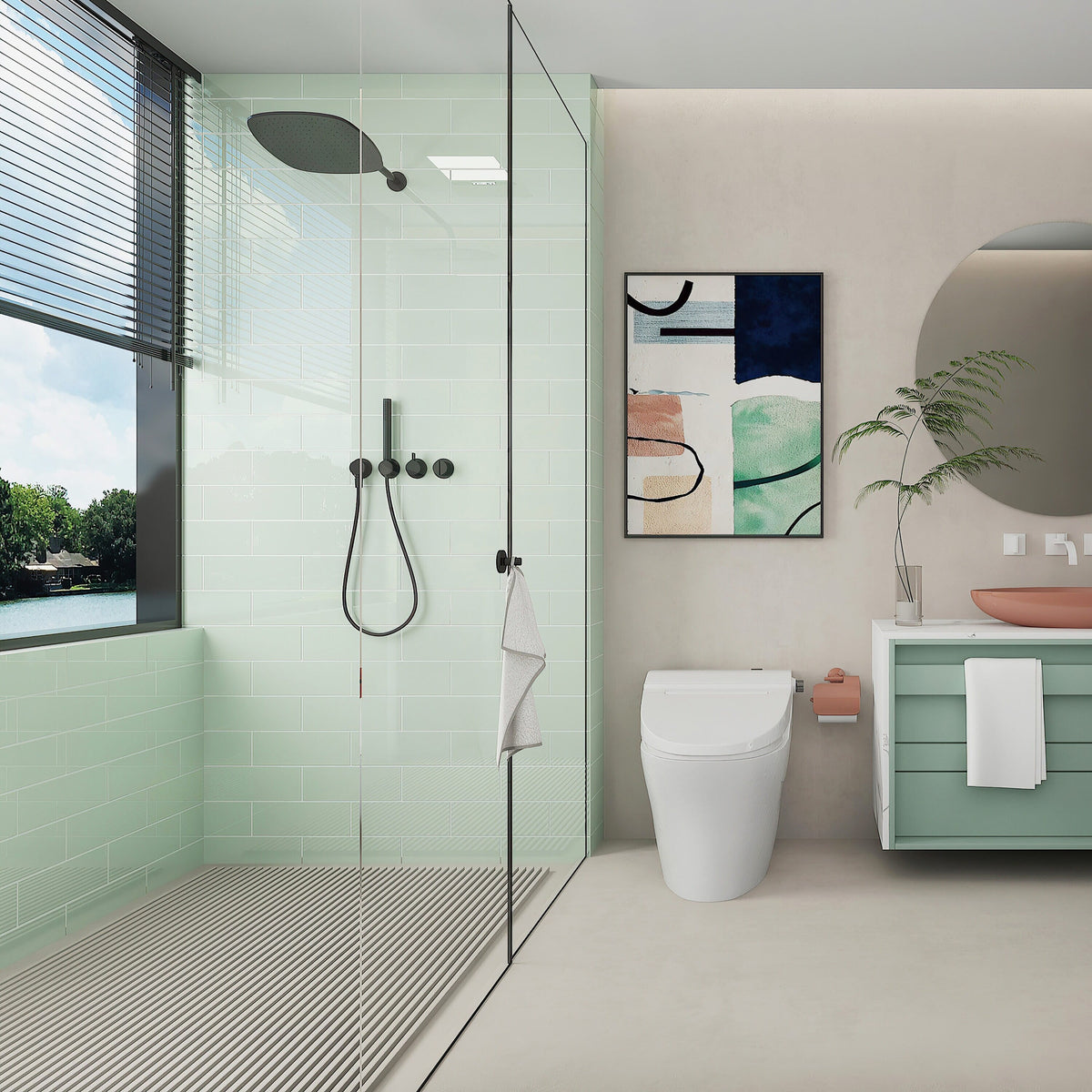 Giorbello Classic Premium Winter Sage 4-in x 12-in Glossy Glass Subway Wall Tile (5-sq. ft/ Carton)