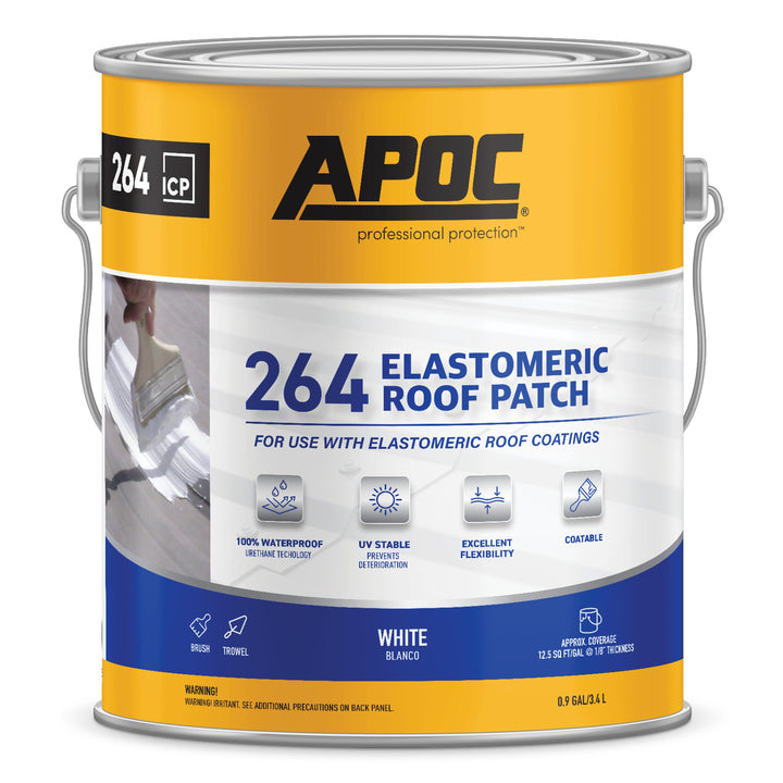 APOC 264 Fibered Waterproof Elastomeric Roof Patch, White, 0.9-Gallon