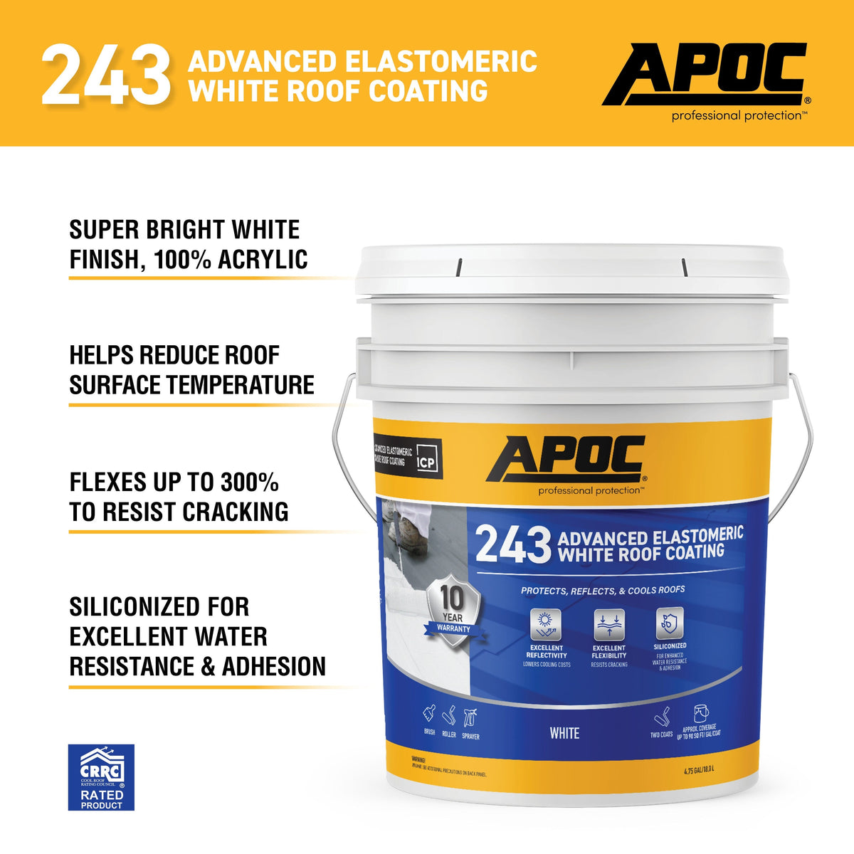 APOC 243 Advanced Elastomeric White Roof Coating, 4.75-Gallon (AP-2435)