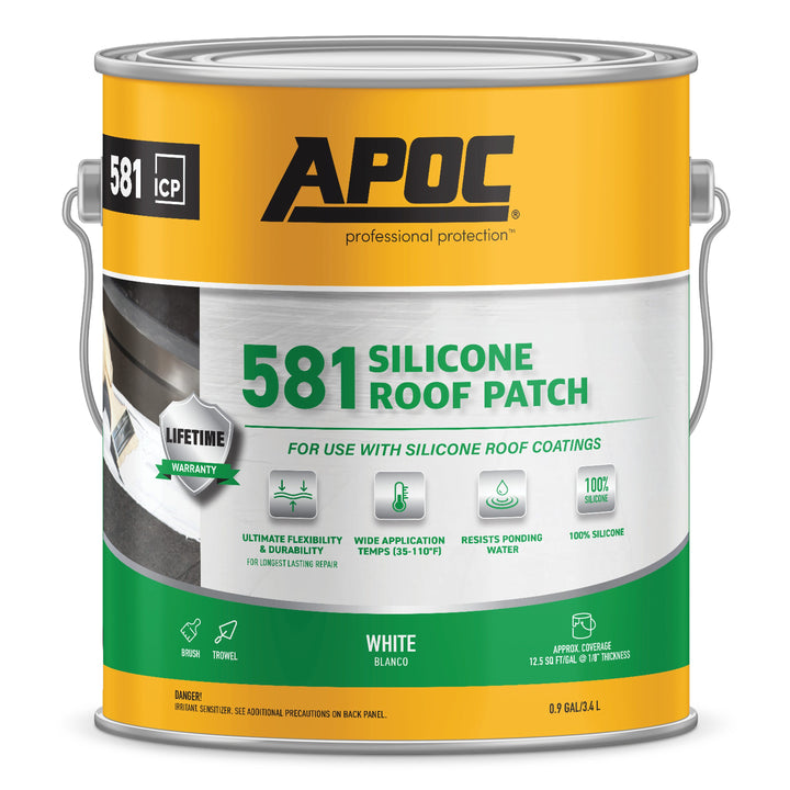 APOC 581 Silicone Roof Patch, 0.9-Gallon Waterproof Roof Sealant – White