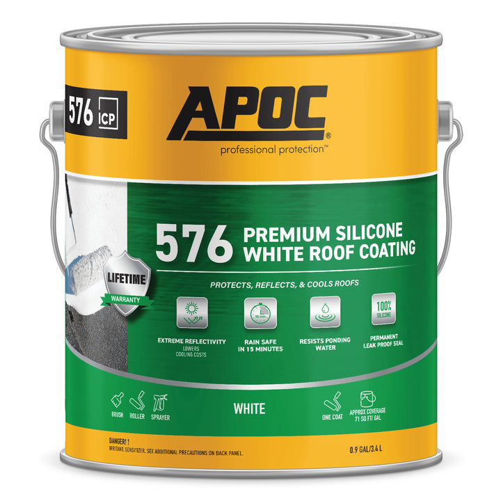 APOC 576 3.6-Quart White Silicone Reflective Roof Coating — Lifetime Warranty