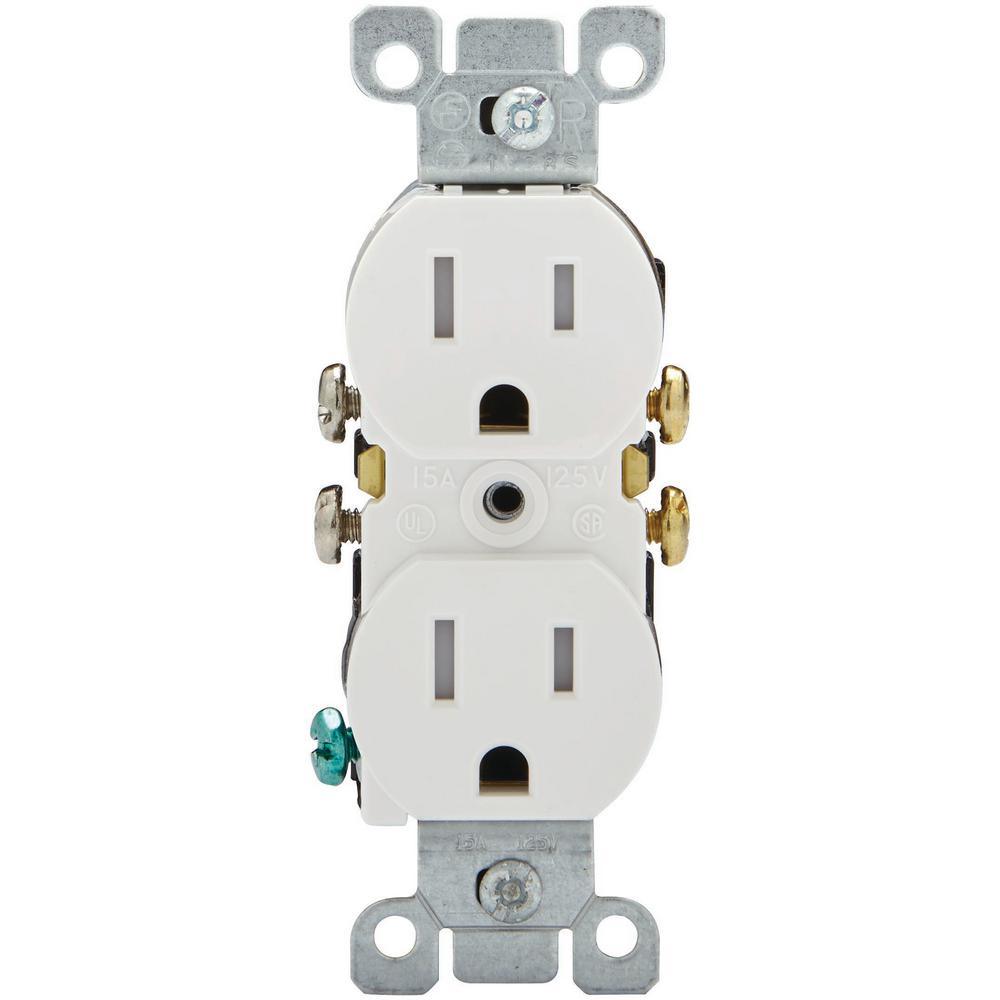 15 Amp Tamper-Resistant Duplex Outlet, White (10-Pack) - Super Arbor