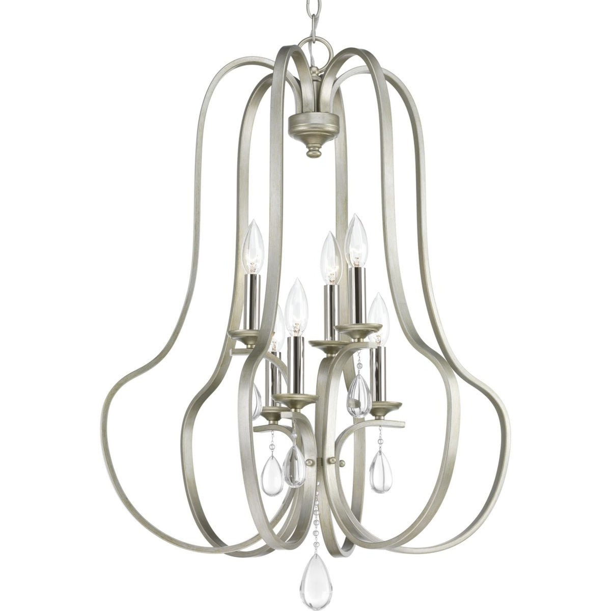 Progress Lighting Anjoux 6-Light Silver Ridge Transitional Geometric Medium Hanging Pendant Light